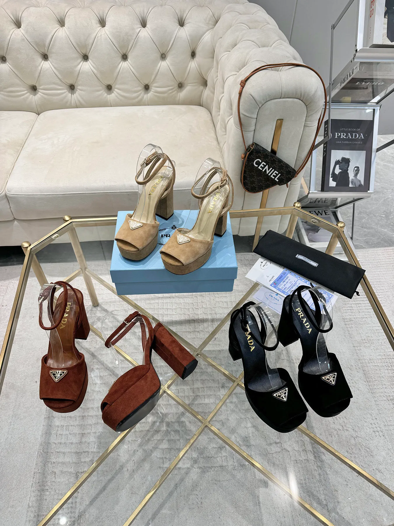 👟👟Ex-factory price 600👟👟 (imitation leather bottom-20) New arrival 👉Ready stock👈Remove the original board and make a 1:1 replica‼ ️The highest version ✅ Prada's early spring catwalk hot style 😘The latest spring style Thick heel square toe water platform series (genuine leather outsole) (simulated leather sole) A must-have for goddesses, super beautiful on the feet 👉The upper is made of imported original sheep leather, soft and textured, lining + foot pads, imported sheepskin lining, breathable and comfortable, private model water platform, heel, water platform 4M, heel height 13M Code number 35M-39M (34 40 41 42 43 is custom-made and cannot be returned or exchanged)